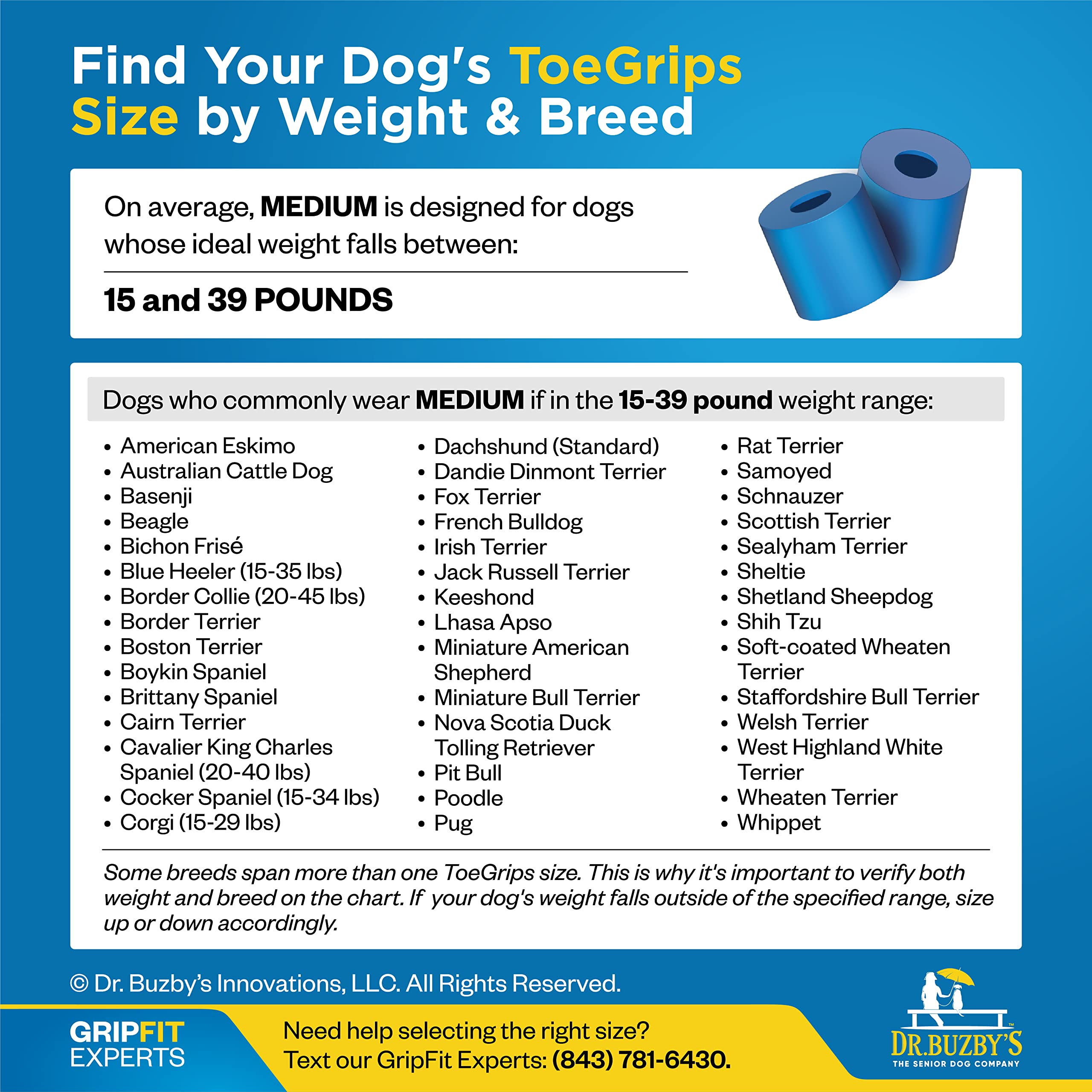 Dr Buzby's Medium ToeGrips for Dogs,Instant Traction on Wood/Hardwood Floors,Dog Anti Slip Relief,Dog Grippers for Senior Dogs,S
